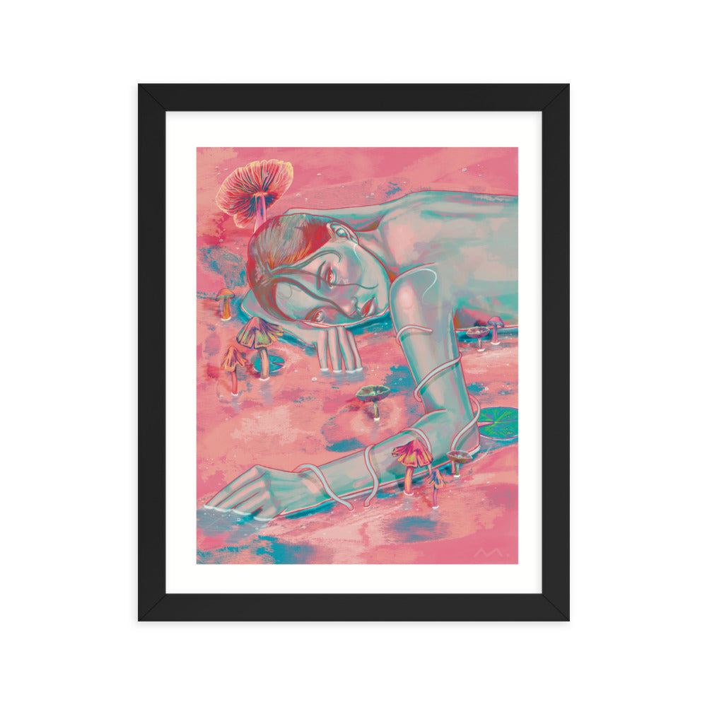 "Mushroom Girl" Art Print (Framed)