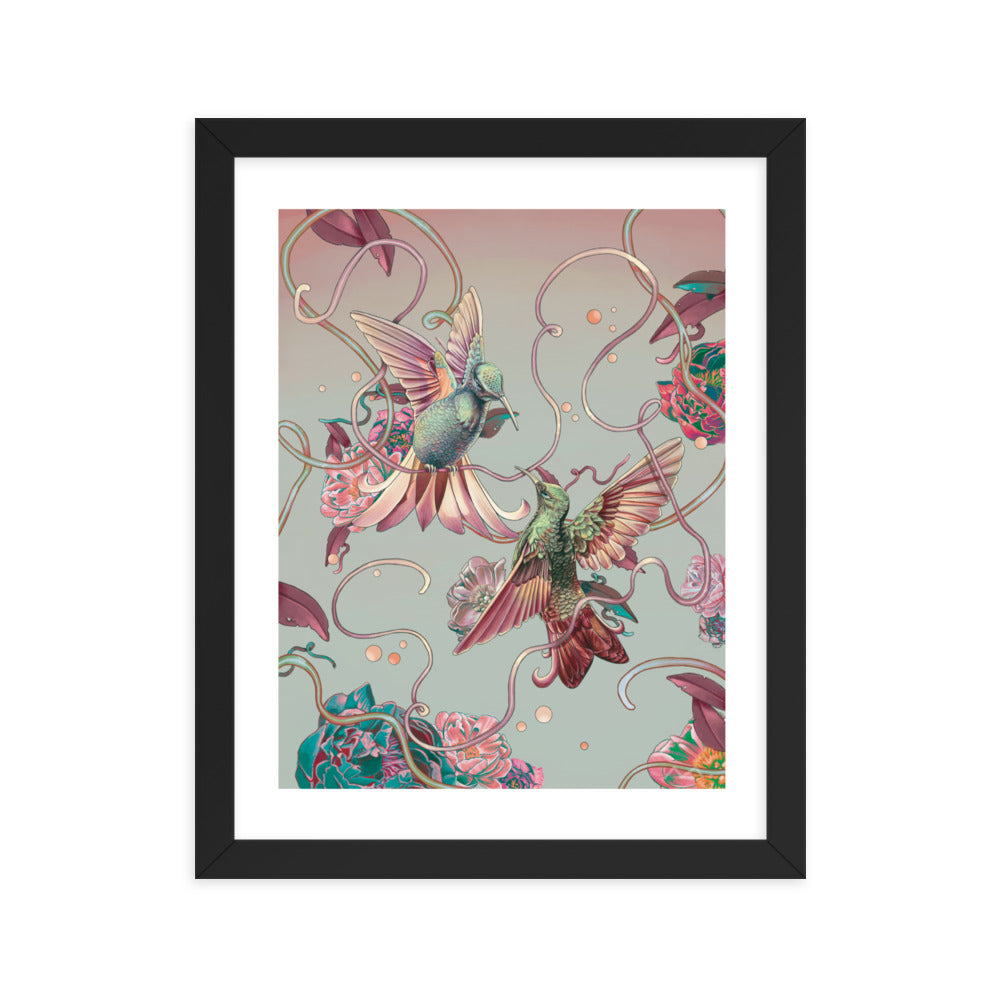 "Hummingbird Lovers" Art Print (Framed)