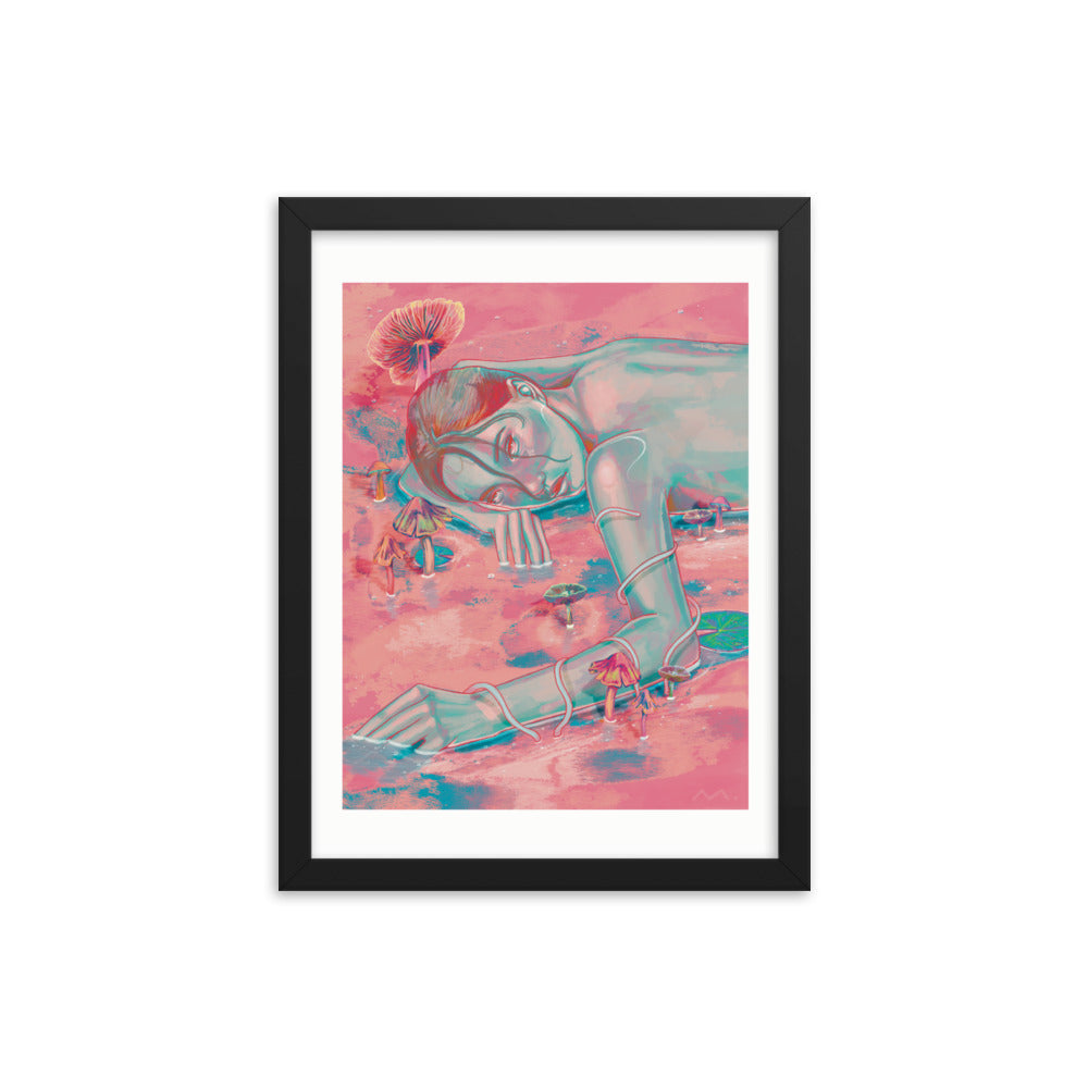"Mushroom Girl" Art Print (Framed)