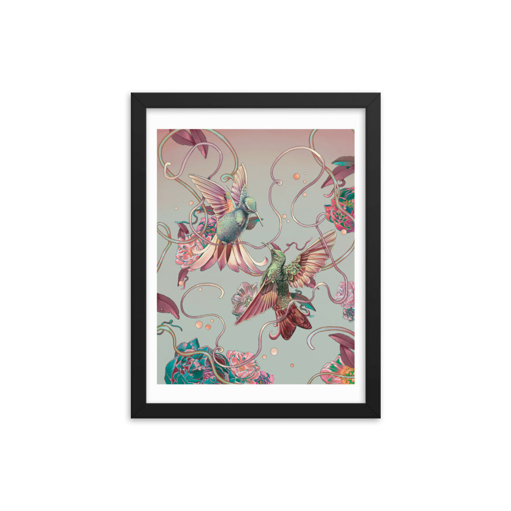 "Hummingbird Lovers" Art Print (Framed)