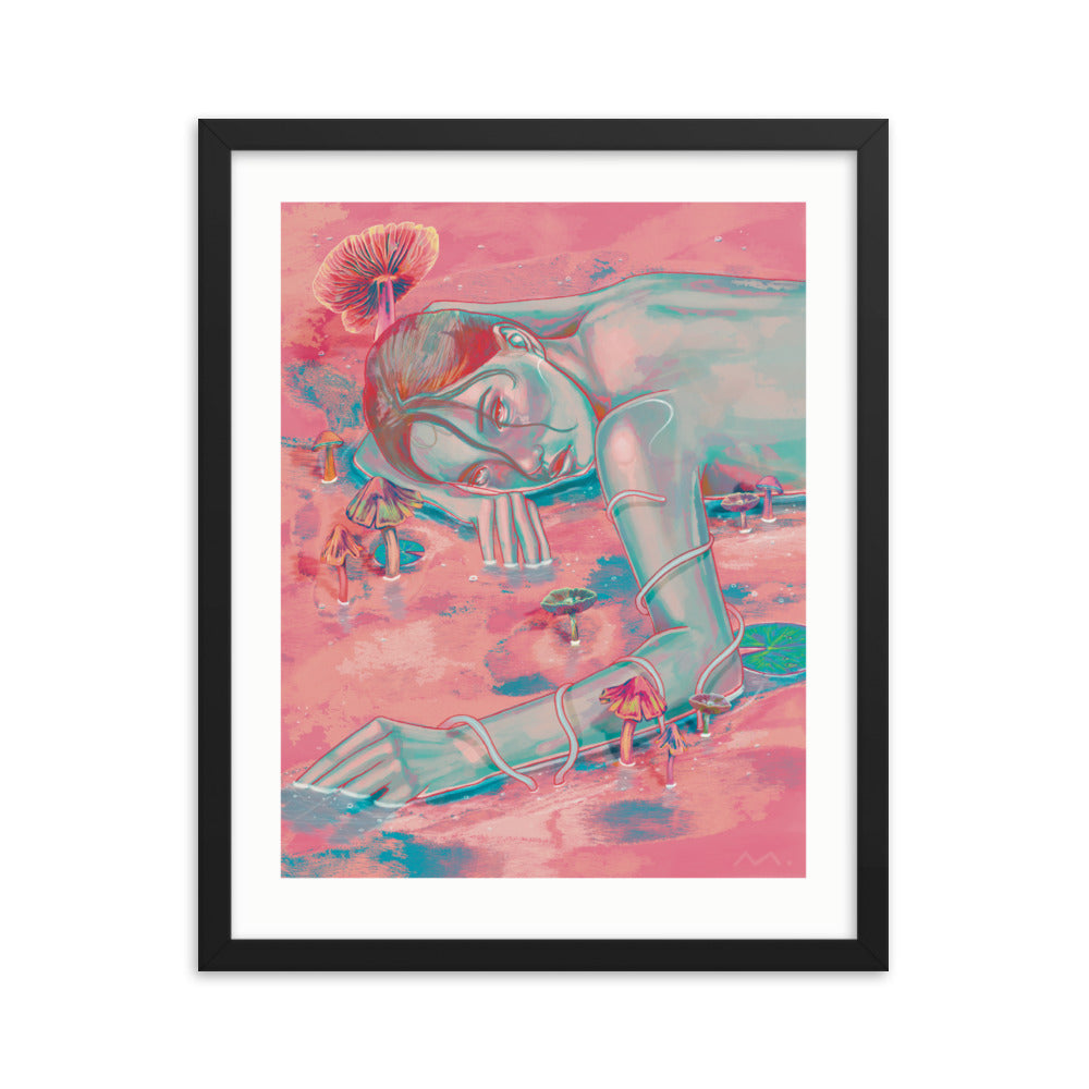 "Mushroom Girl" Art Print (Framed)