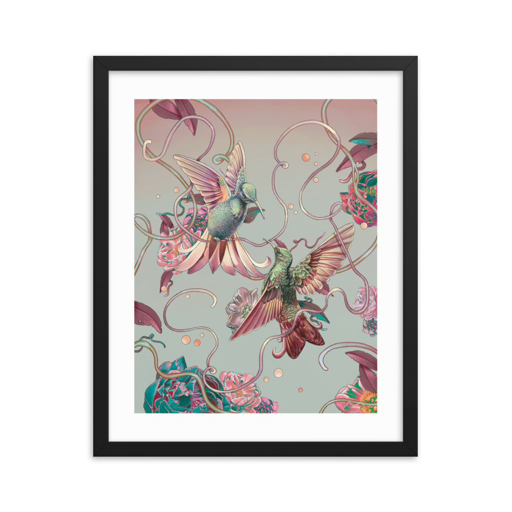 "Hummingbird Lovers" Art Print (Framed)