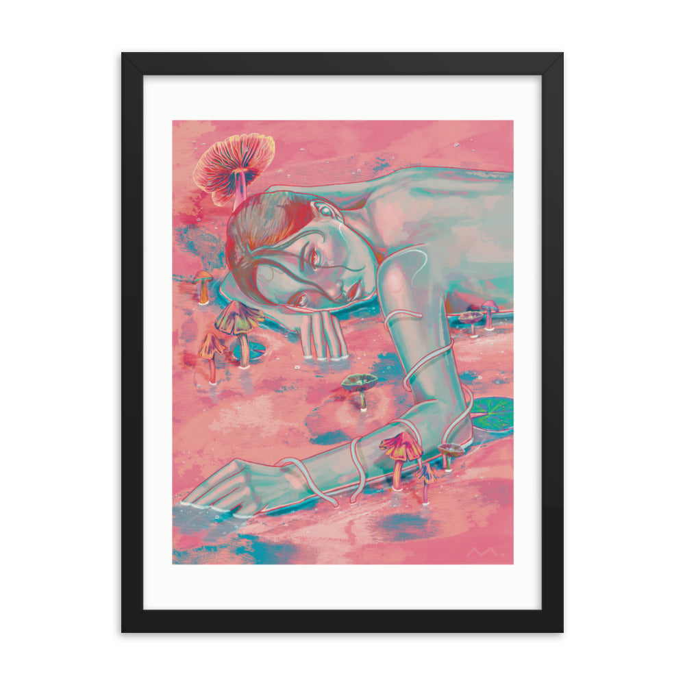 "Mushroom Girl" Art Print (Framed)