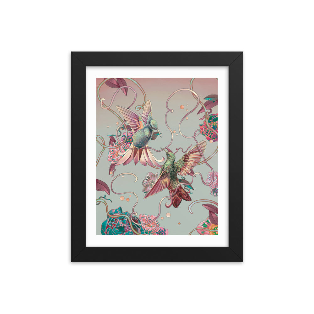 "Hummingbird Lovers" Art Print (Framed)