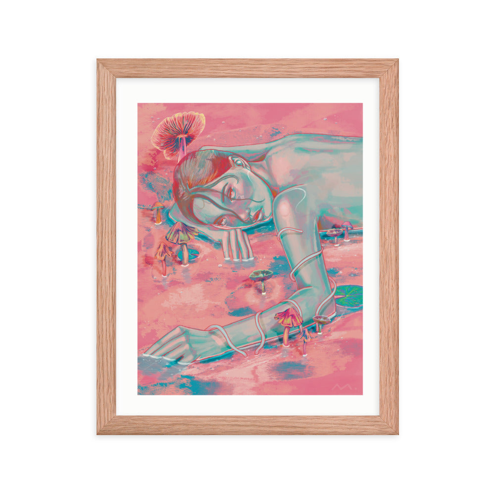 "Mushroom Girl" Art Print (Framed)