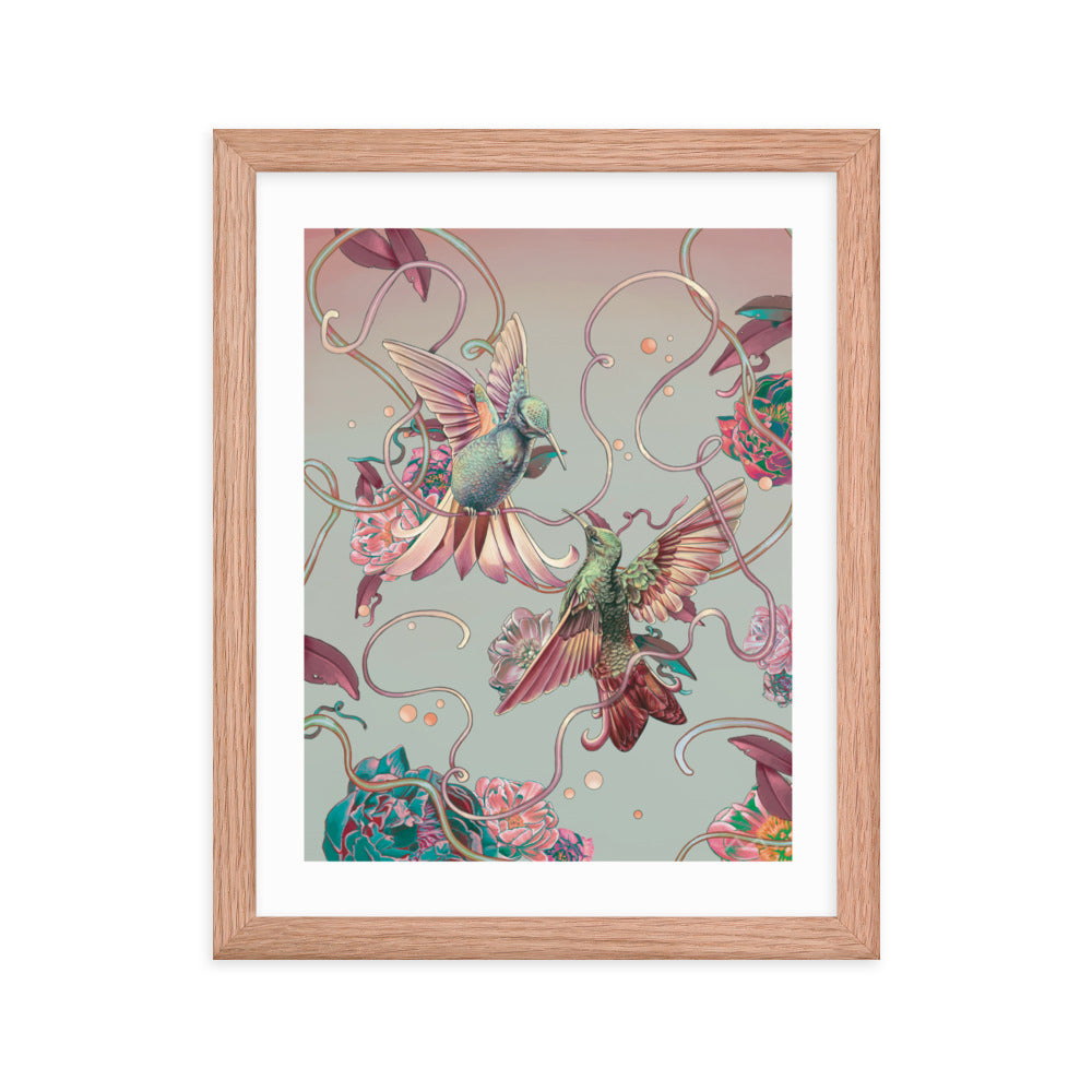 "Hummingbird Lovers" Art Print (Framed)