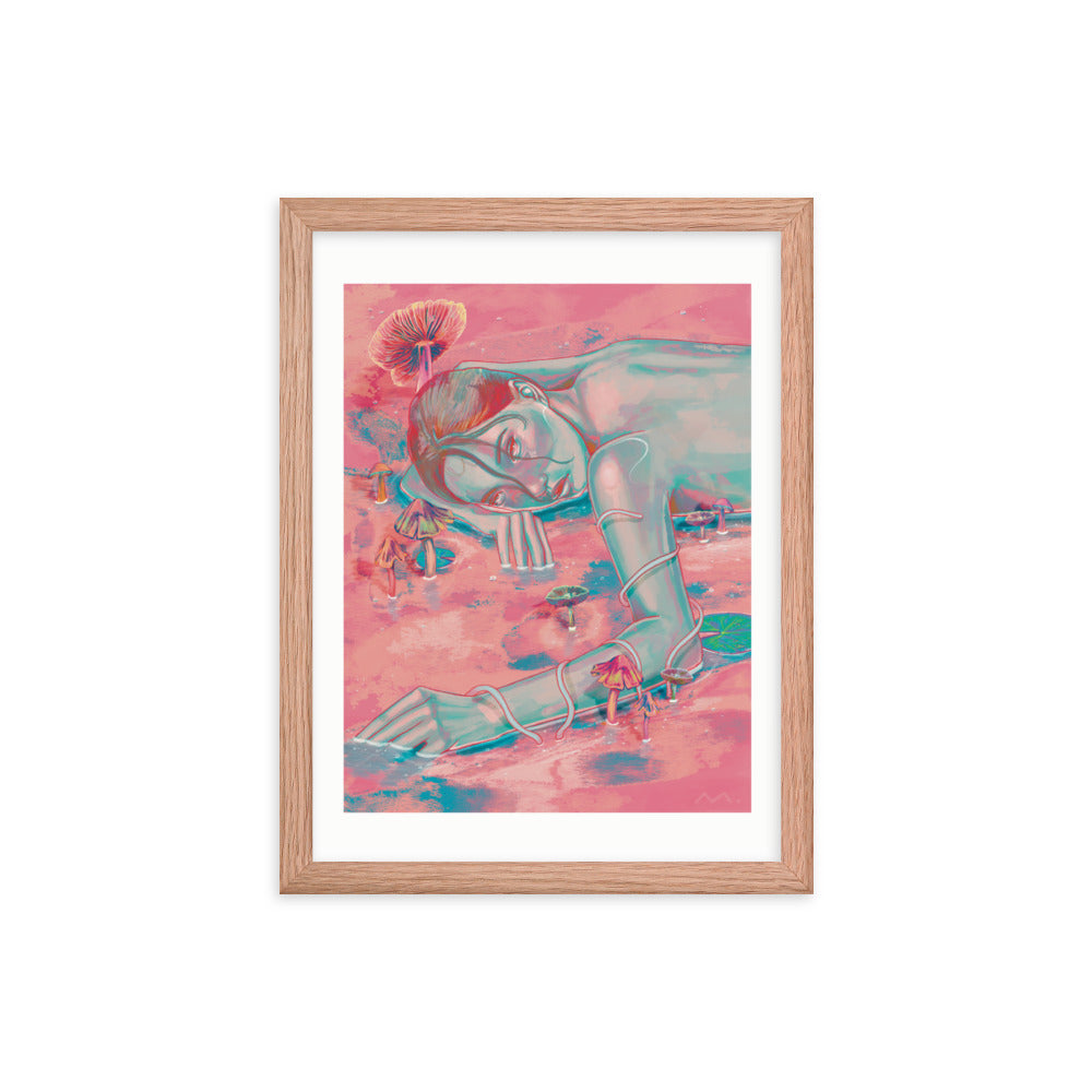 "Mushroom Girl" Art Print (Framed)