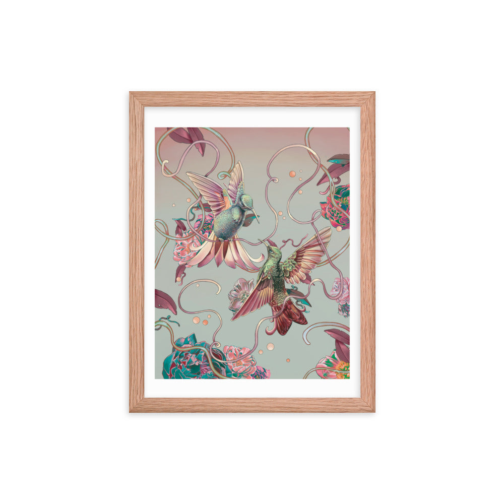 "Hummingbird Lovers" Art Print (Framed)