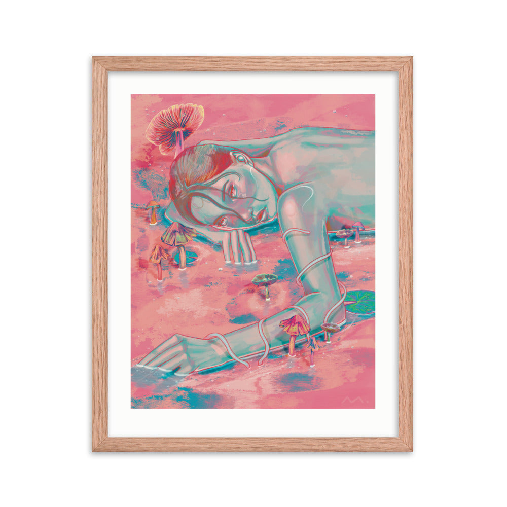 "Mushroom Girl" Art Print (Framed)