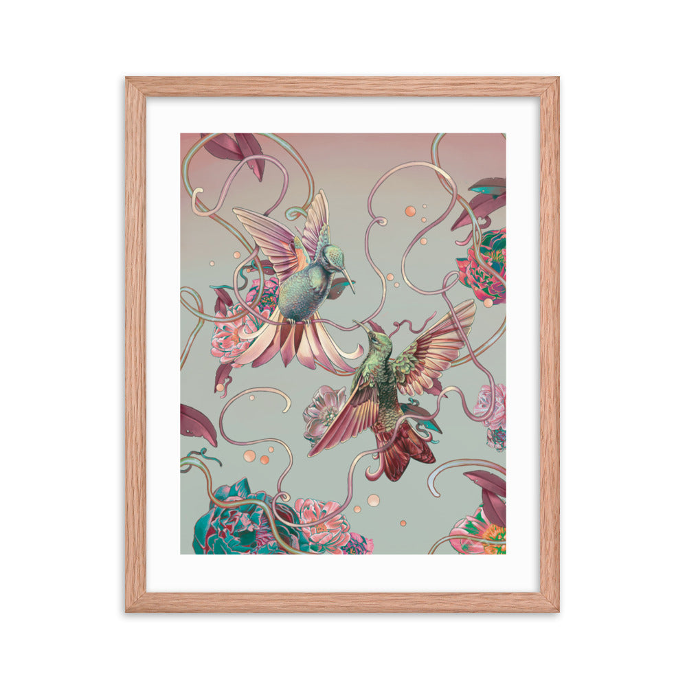 "Hummingbird Lovers" Art Print (Framed)
