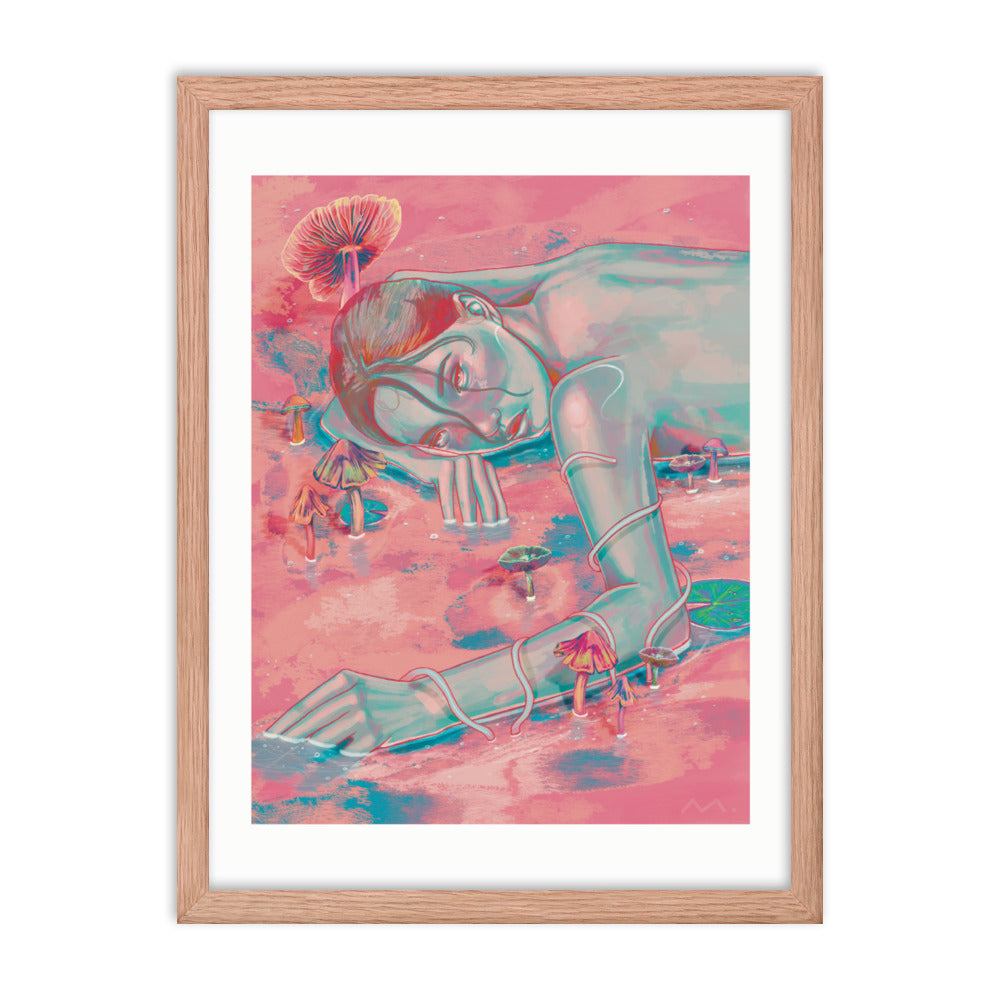 "Mushroom Girl" Art Print (Framed)