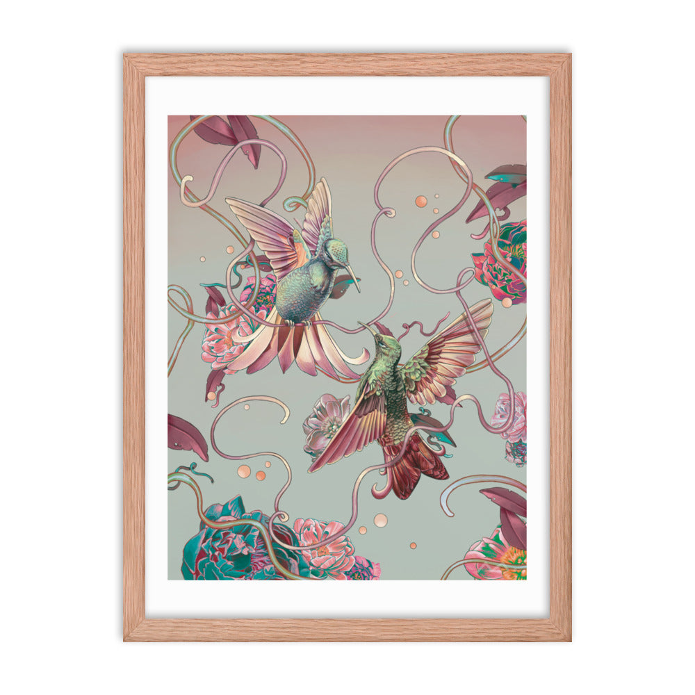"Hummingbird Lovers" Art Print (Framed)