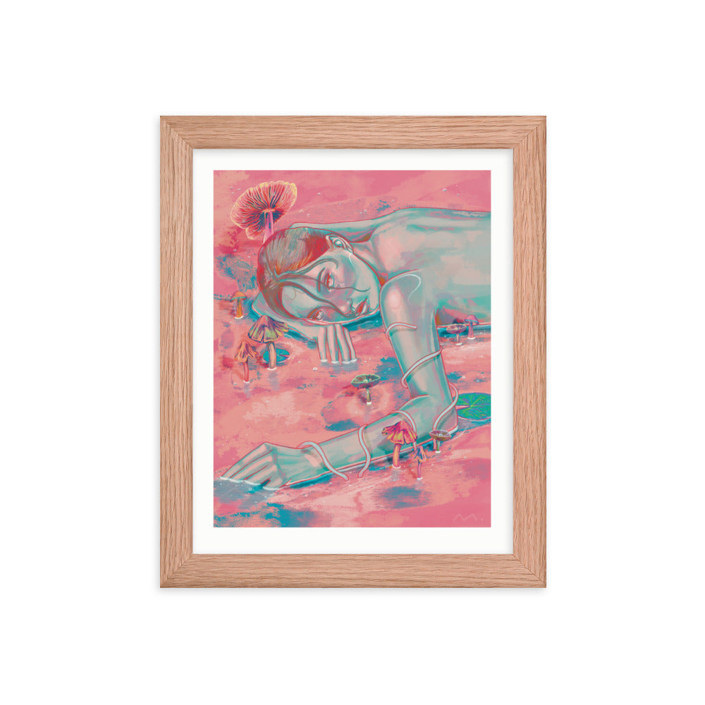 "Mushroom Girl" Art Print (Framed)