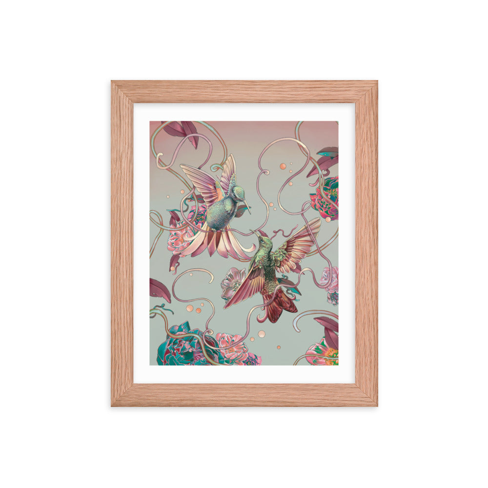 "Hummingbird Lovers" Art Print (Framed)