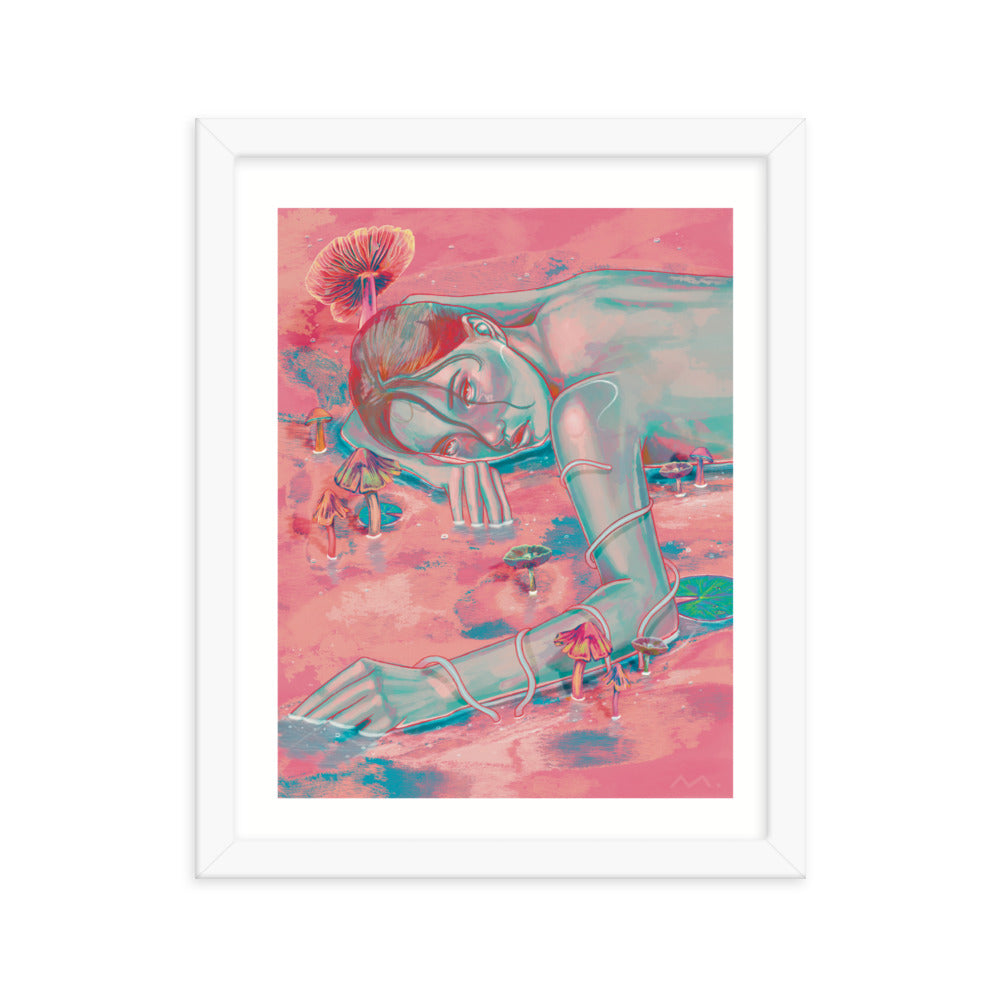 "Mushroom Girl" Art Print (Framed)