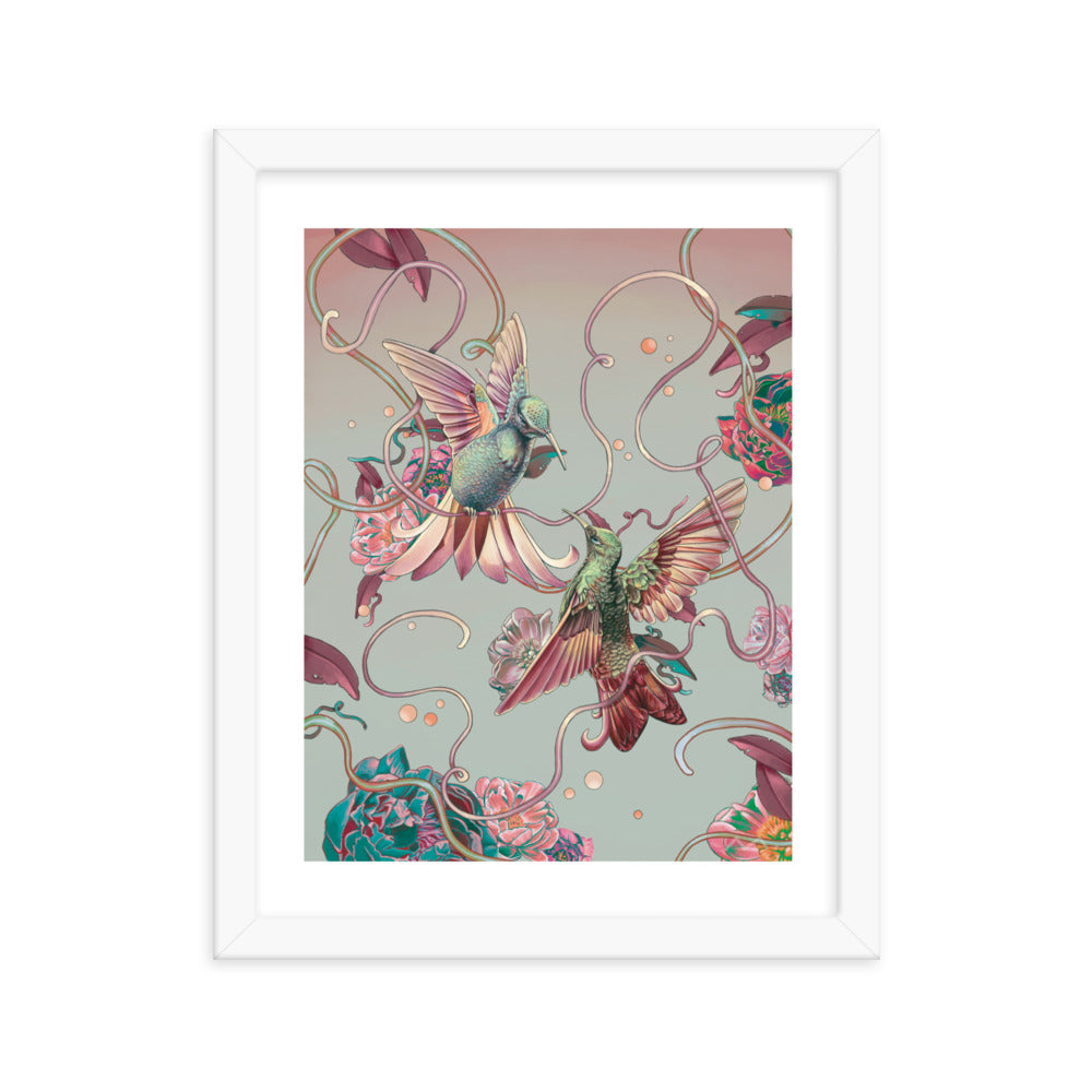 "Hummingbird Lovers" Art Print (Framed)