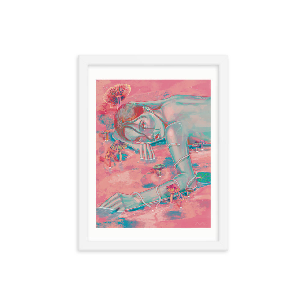 "Mushroom Girl" Art Print (Framed)