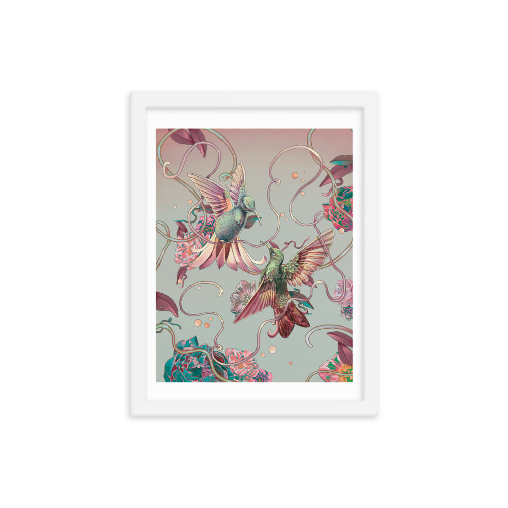 "Hummingbird Lovers" Art Print (Framed)