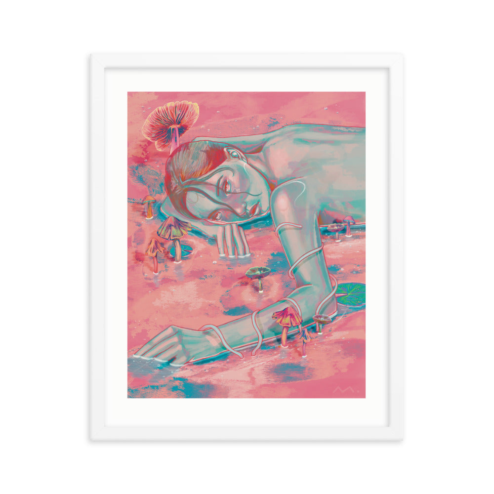 "Mushroom Girl" Art Print (Framed)