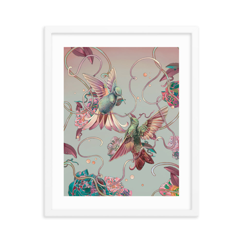 "Hummingbird Lovers" Art Print (Framed)