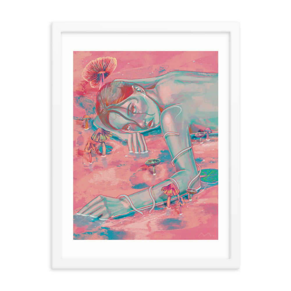 "Mushroom Girl" Art Print (Framed)