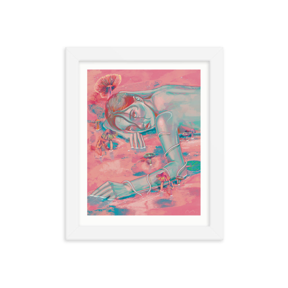 "Mushroom Girl" Art Print (Framed)