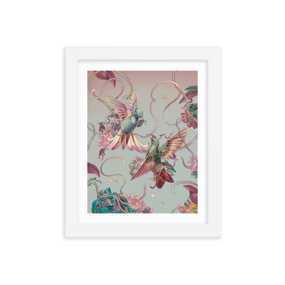 "Hummingbird Lovers" Art Print (Framed)