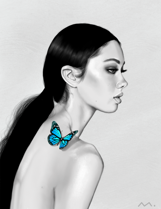 Blue Butterfly Art Print (2019)