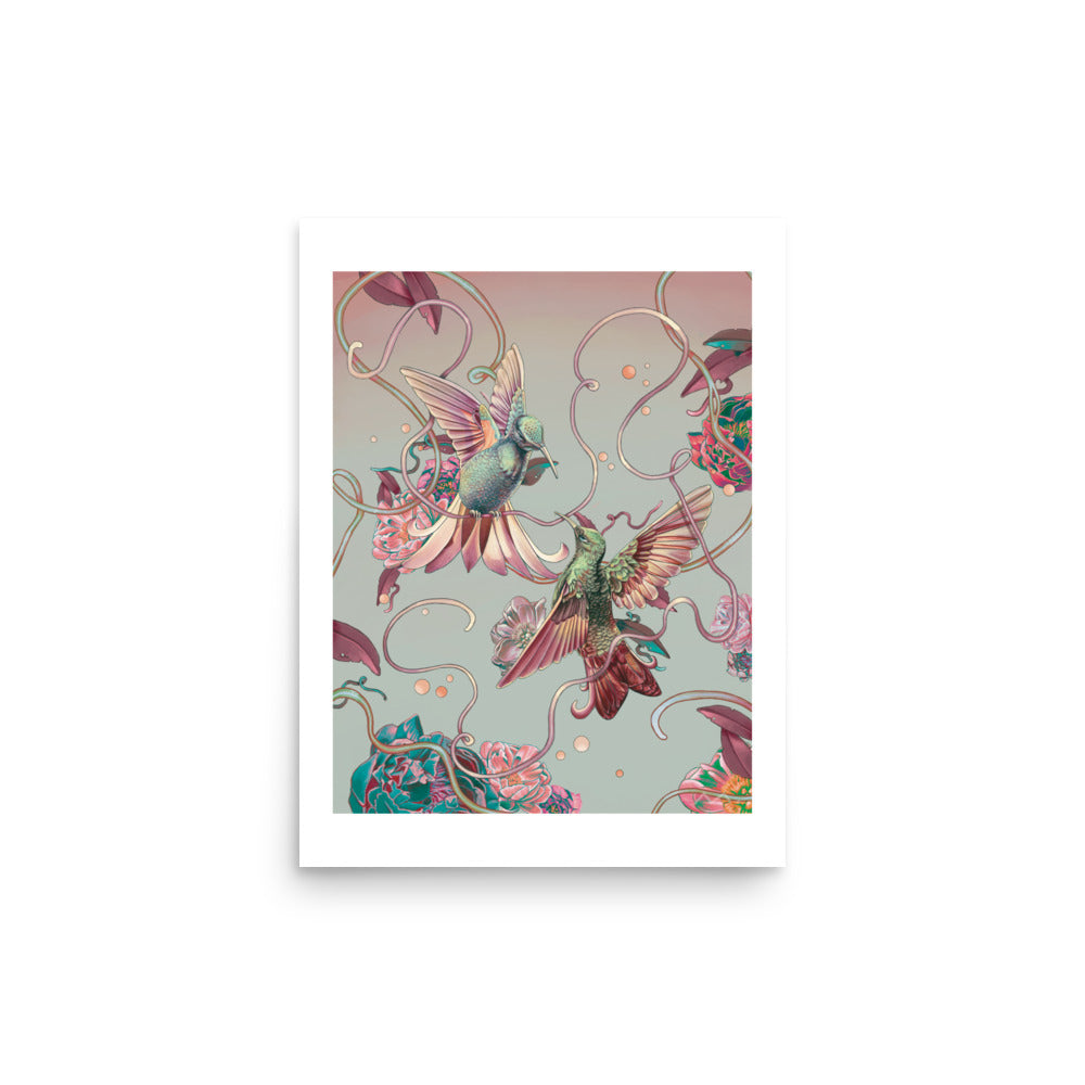 "Hummingbird Lovers" Art Print