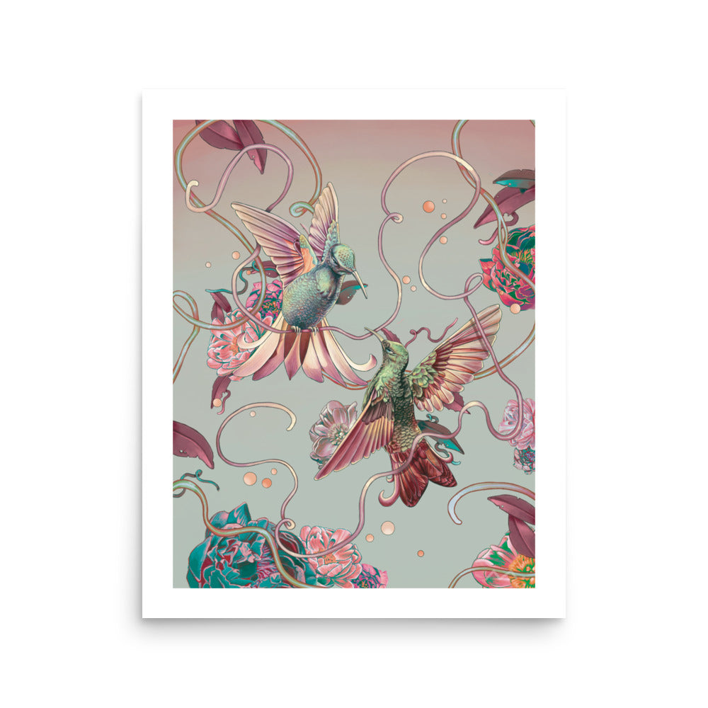 "Hummingbird Lovers" Art Print