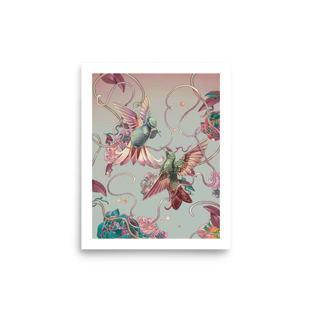 "Hummingbird Lovers" Art Print