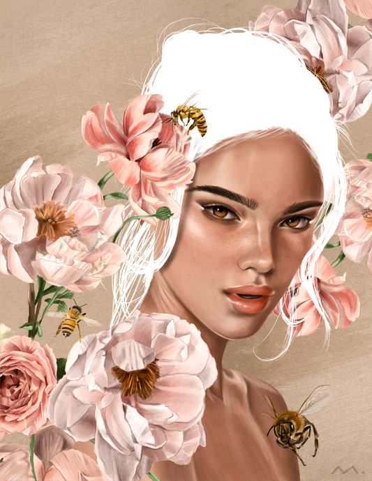 Floral Bees Art Print (2020)