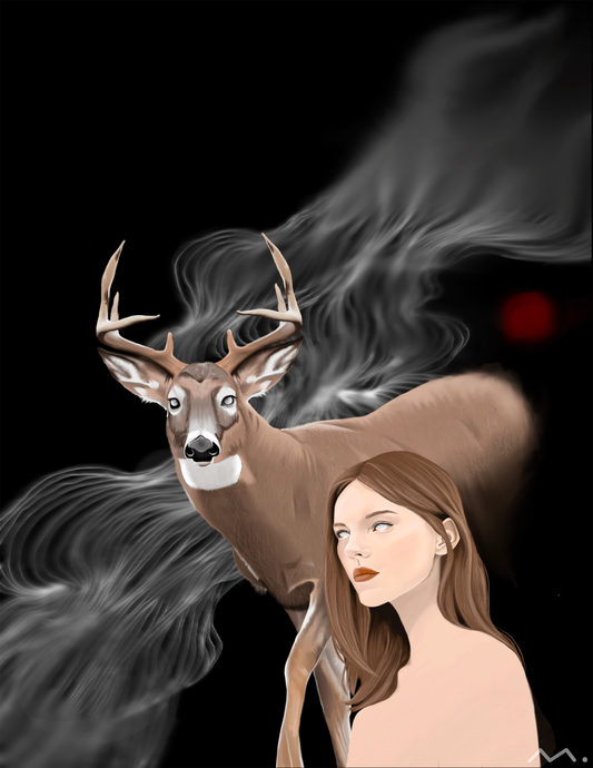 Girl and Deer Art Print (2019)